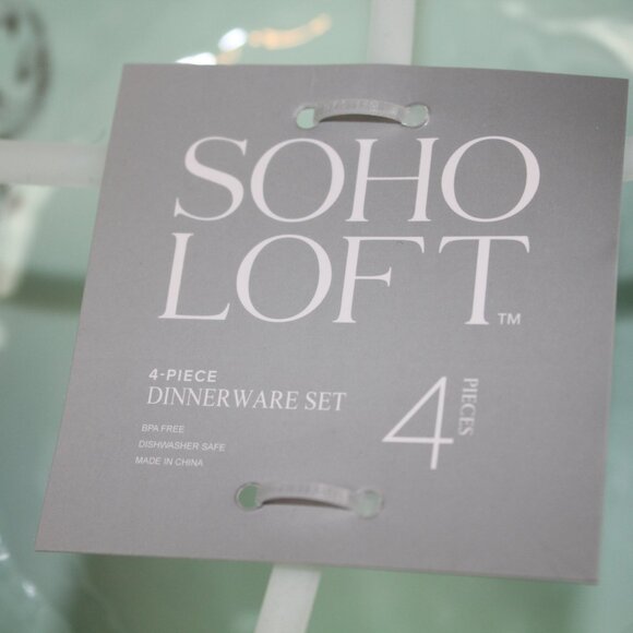 Soho Loft Melamine Bowls Cereal Soup Seafoam Lt Green Brown Rustic Set of 4 NWT - Picture 3 of 6